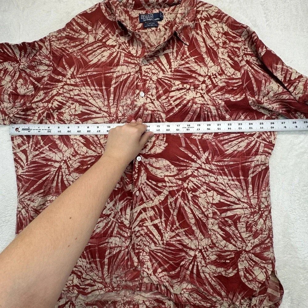 Polo Ralph Lauren Clayton Hawaiian Shirt Men's XL Silk Linen Camp Aloha Red